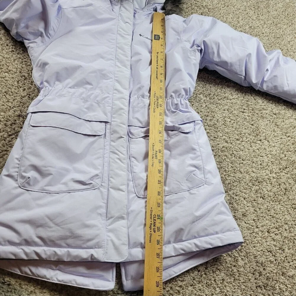 Columbia Nordic Strider II Jacket Girls Large Snowdrift Full Zip Hooded Faux Fur